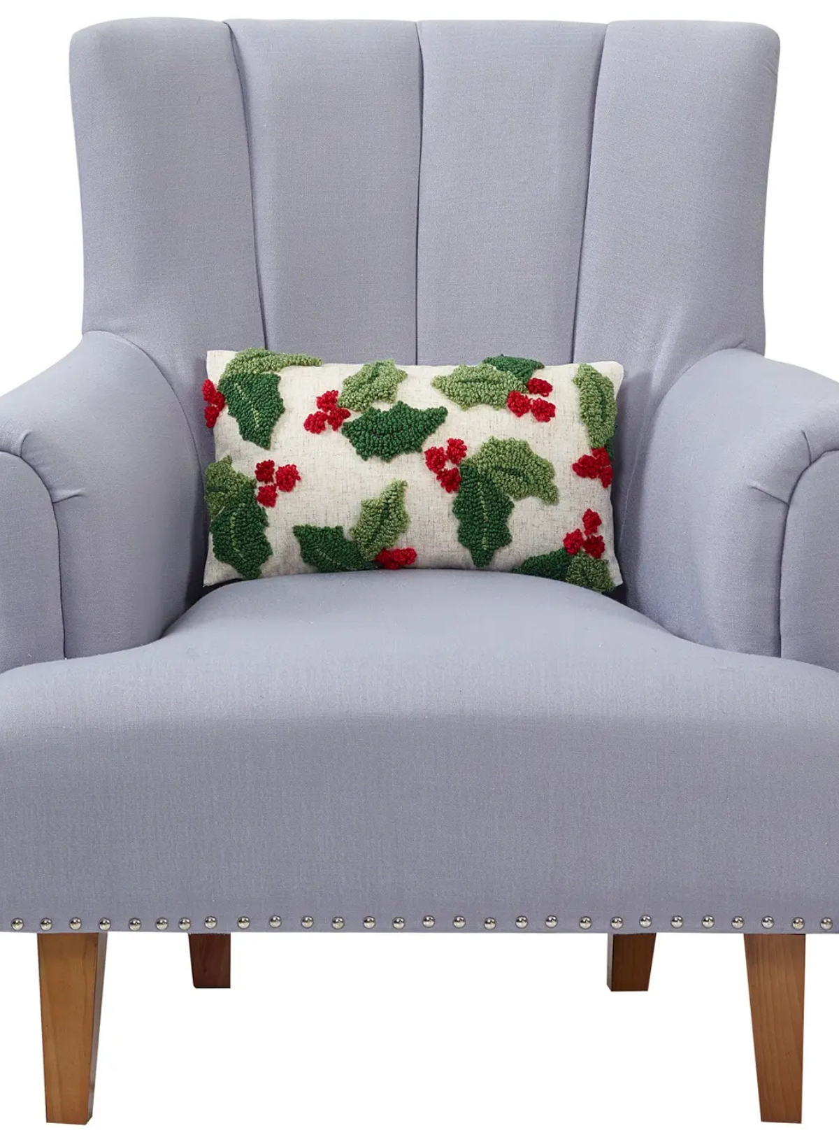 Holly W/Berries Tufted Hook Cushion from Peking Handicraft