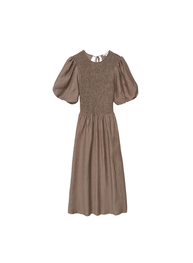 Procida Puff Sleeve Dress in Khaki from Yerse