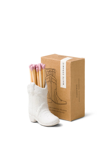 Cowboy Boot Match Holder in White from Paddywax