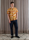 Selleck S/S Shirt Flower Collage Print in Honey Gold from Far Afield