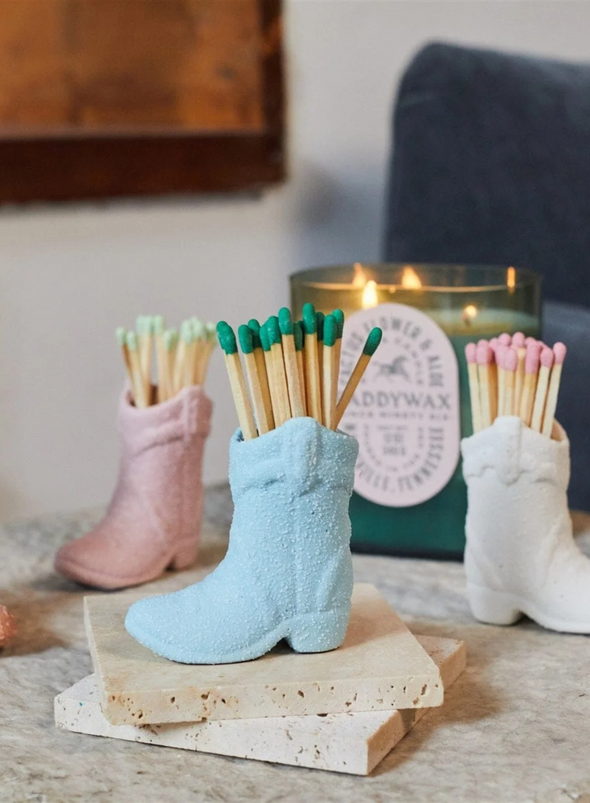 Cowboy Boot Match Holder in White from Paddywax