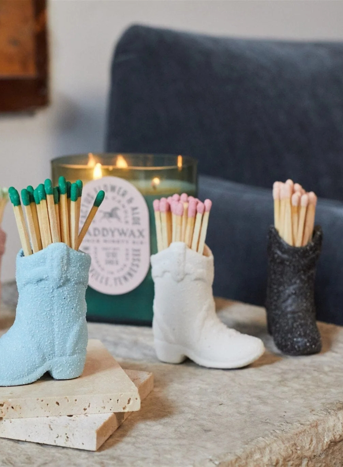 Cowboy Boot Match Holder in Black from Paddywax