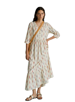 Mati Long Dress in Ecru Ikat from Yerse