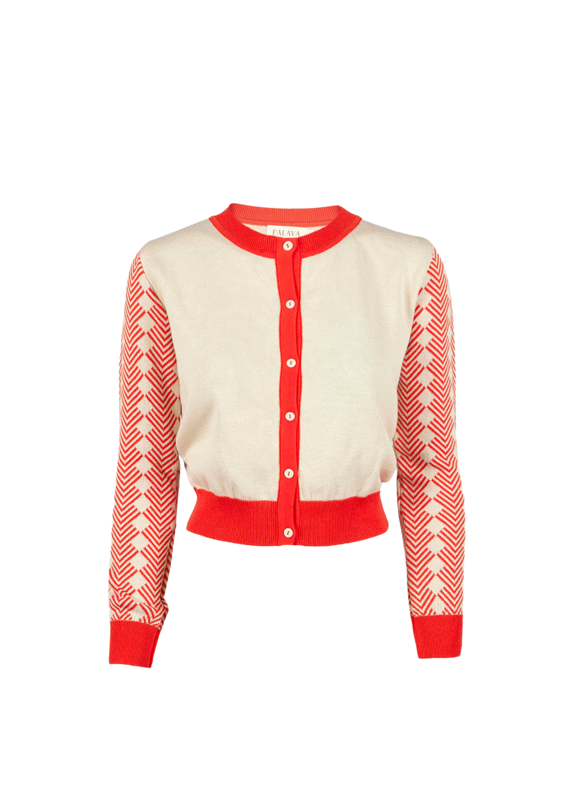 Vera Large Embroidery Cardigan in Cream/Red Tiger from Palava