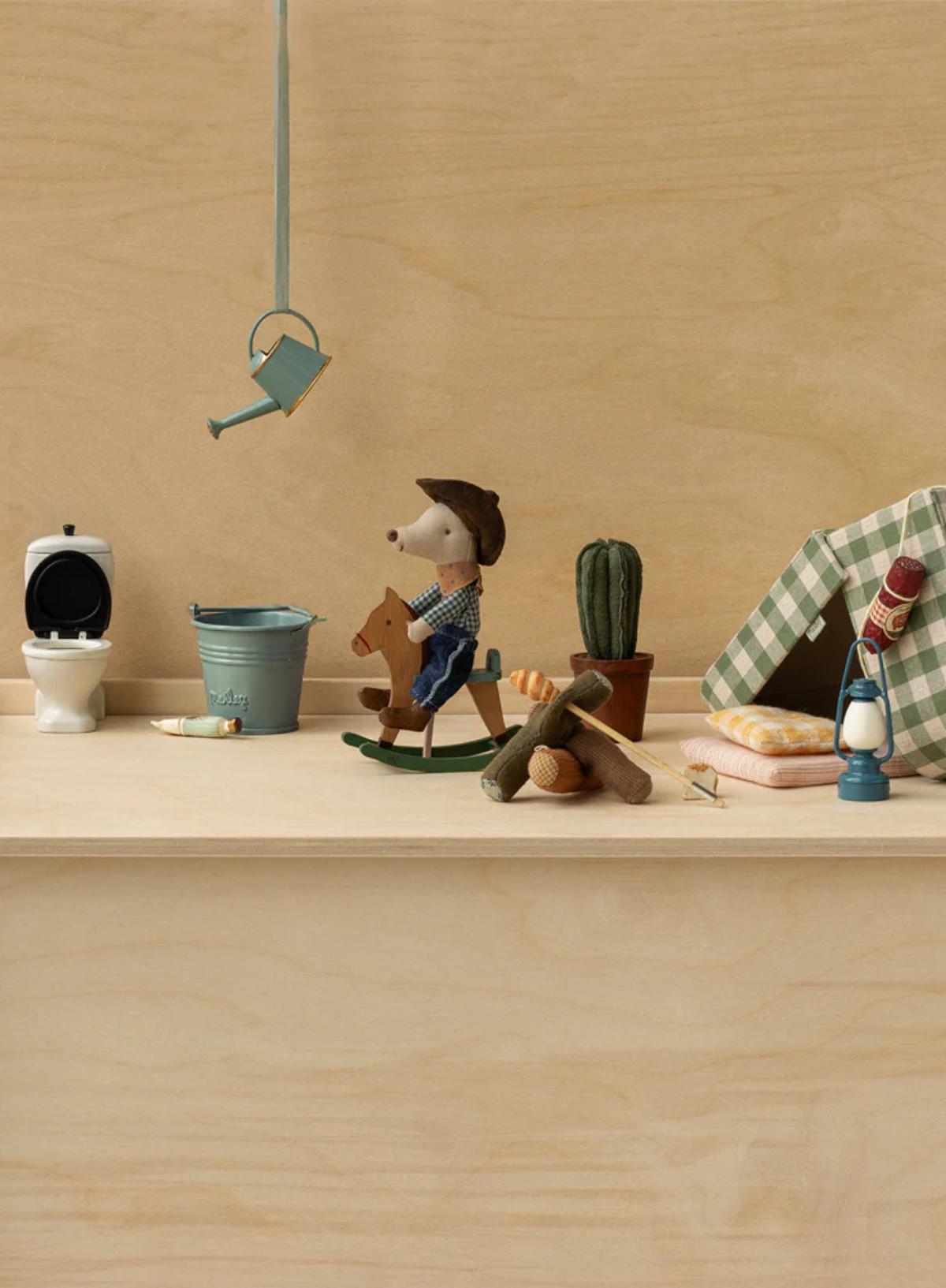 Maileg Mouse - Little Brother Cowboy on Rocking Horse