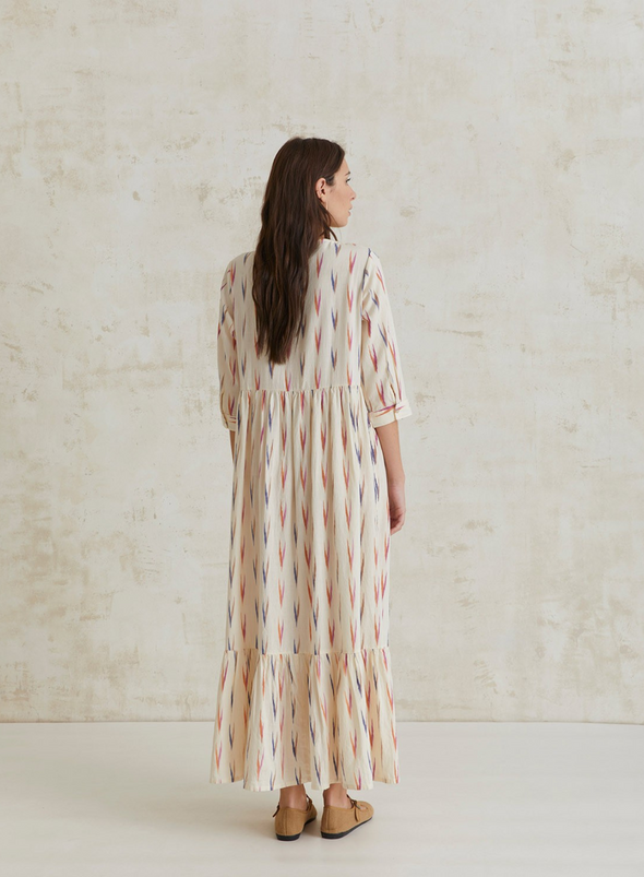 Mati Long Dress in Ecru Ikat from Yerse