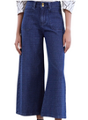 Jacquard Texture Denim Palazzo Trousers in Delph Blue from Skatïe