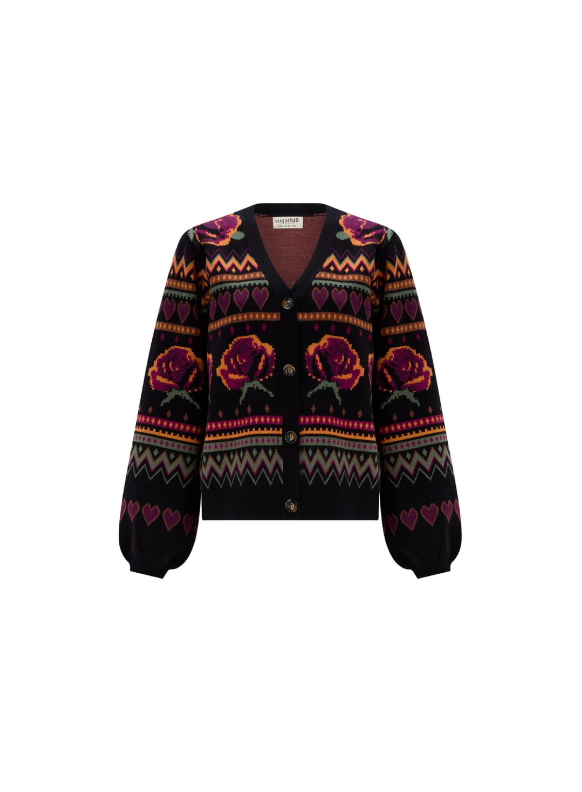 Sugarhill Adrian Cardigan in Black Wild Roses