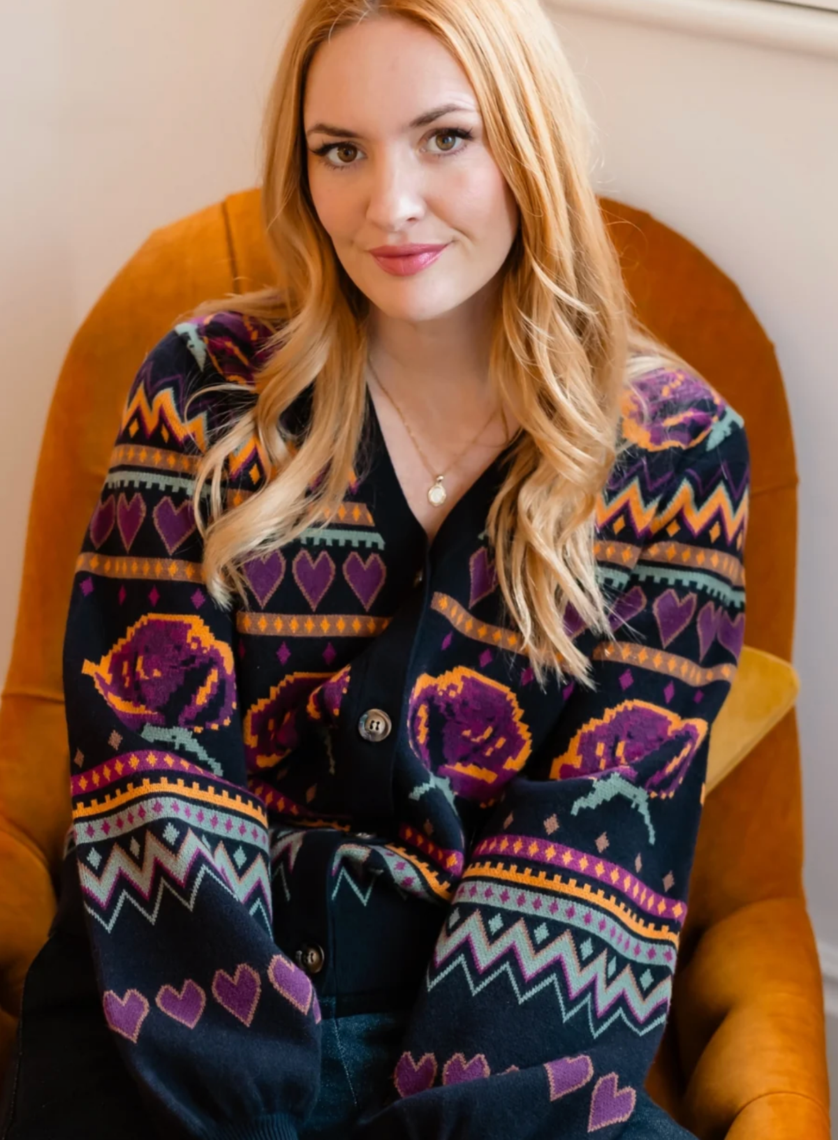 Sugarhill Adrian Cardigan in Black Wild Roses