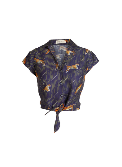 Peggy Top in Navy Tigers from Palava