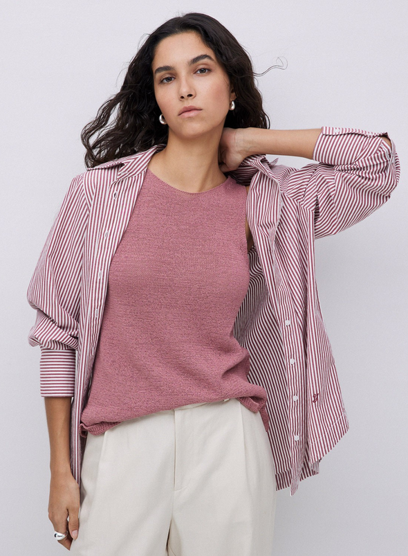 Siren Shirt in Ecru + Oxid Stripe from Yerse
