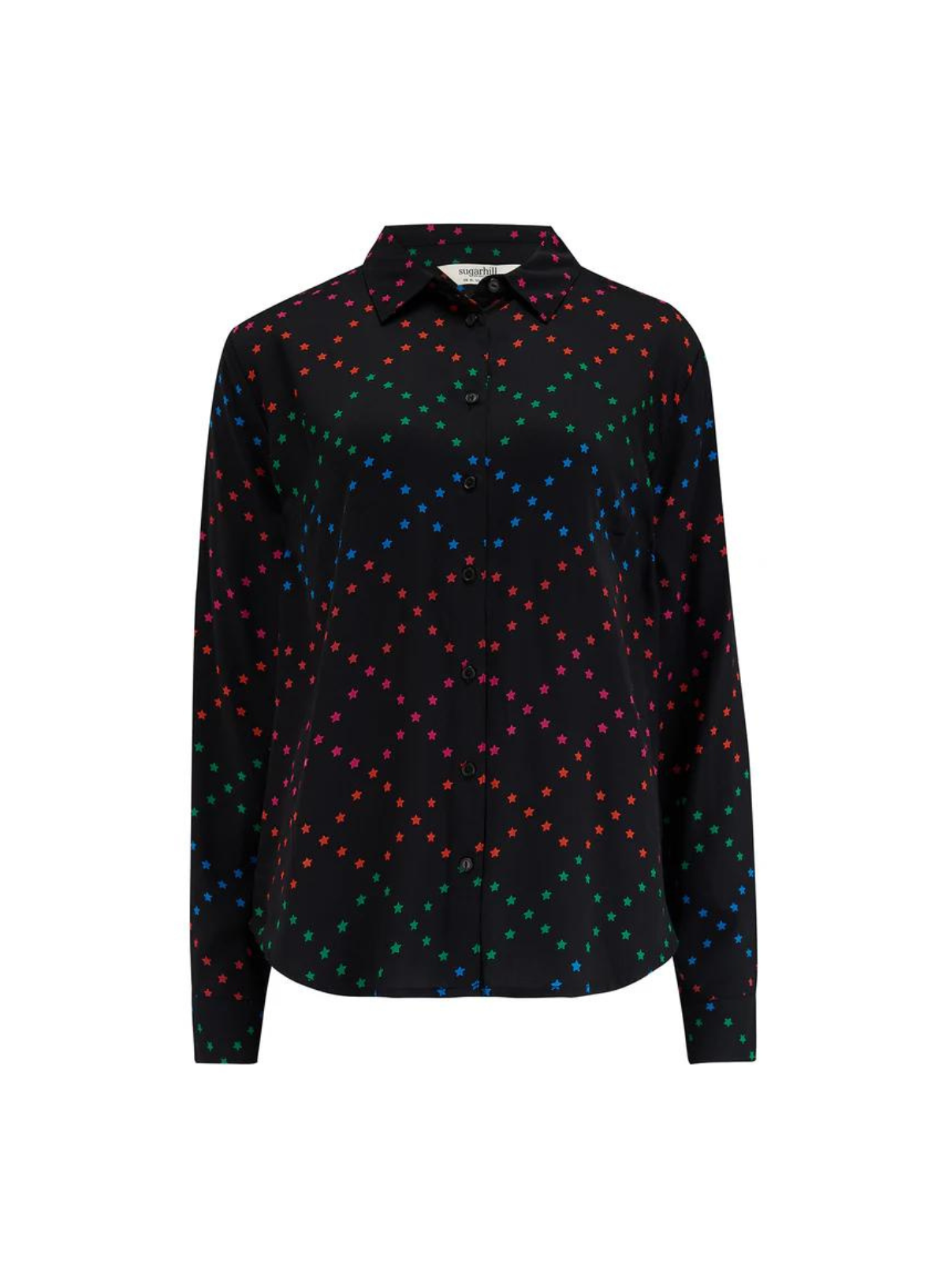 Sugarhill Brighton Alora Shirt in Black Rainbow Star Lattice