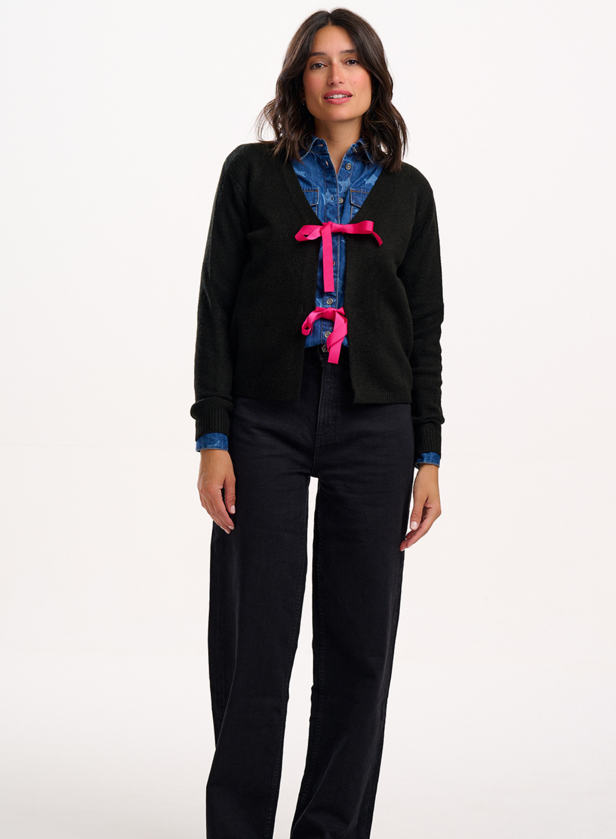 Alexia Shirt in Mid Blue Denim, Bleached Stars from Sugarhill