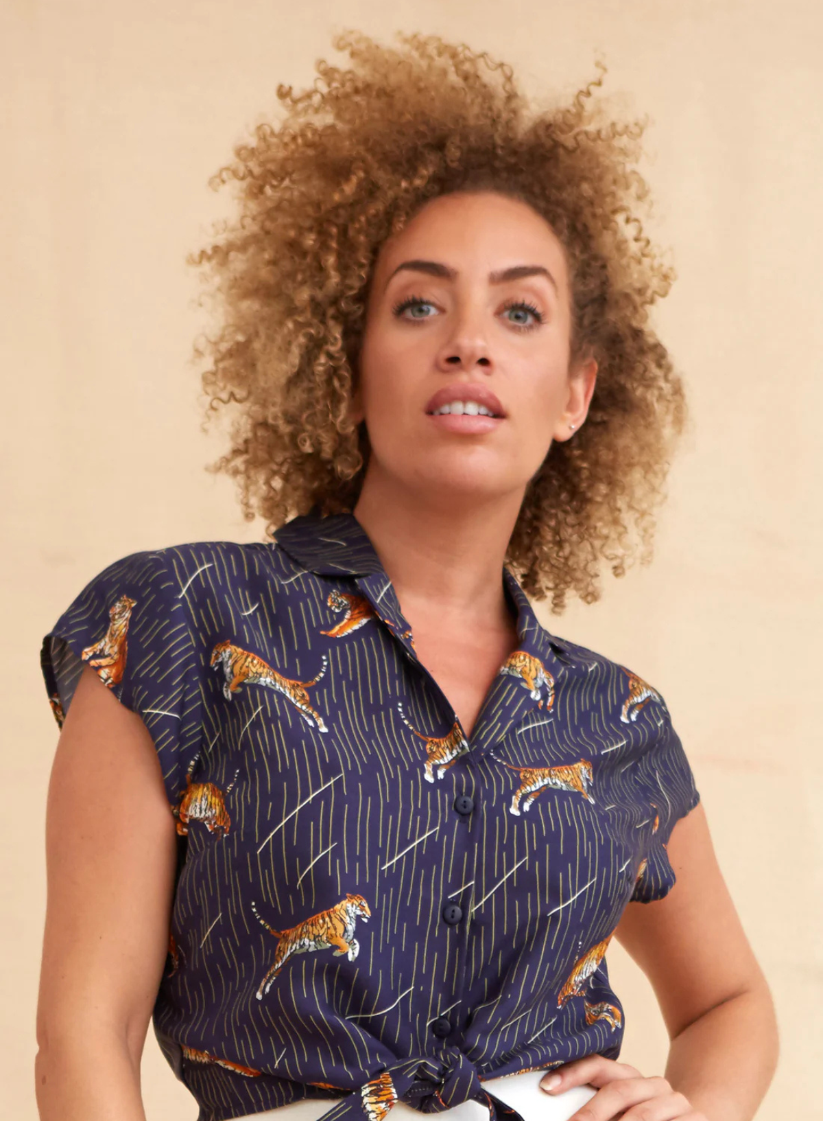 Peggy Top in Navy Tigers from Palava