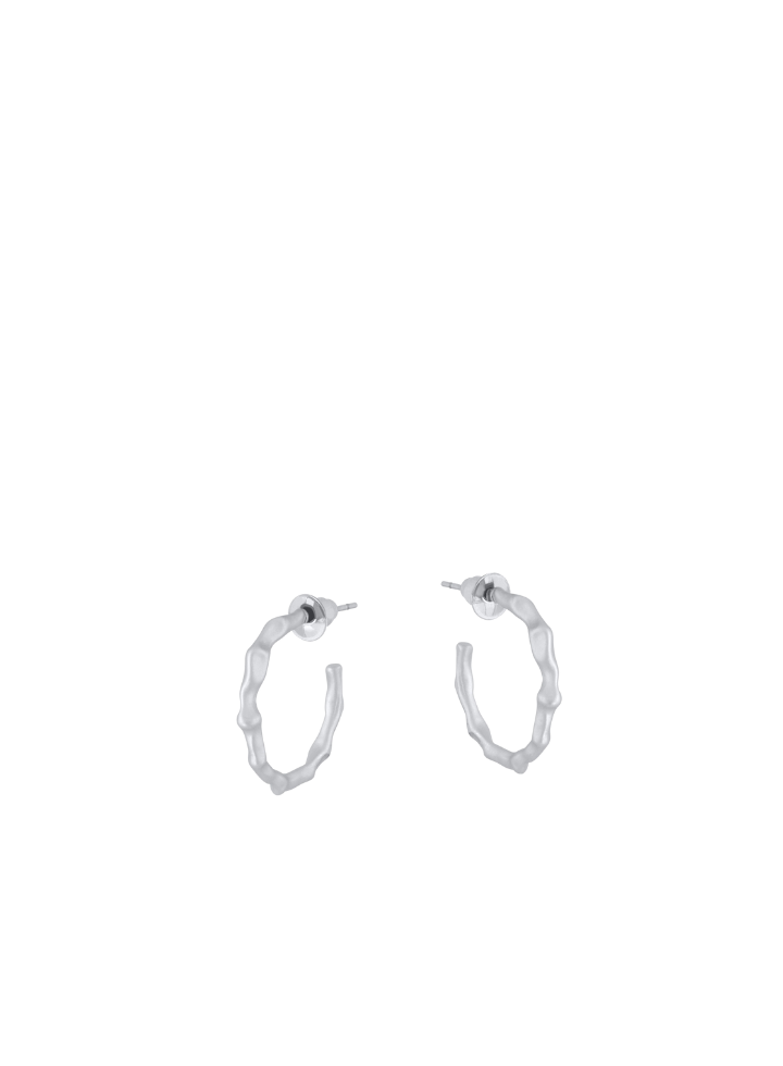 Small Valeria Branch Shaped Hoop Earrings in Silver from Big Metal
