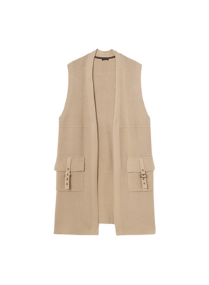 Long Pearl Knitted Vest in Clay from Skatïe