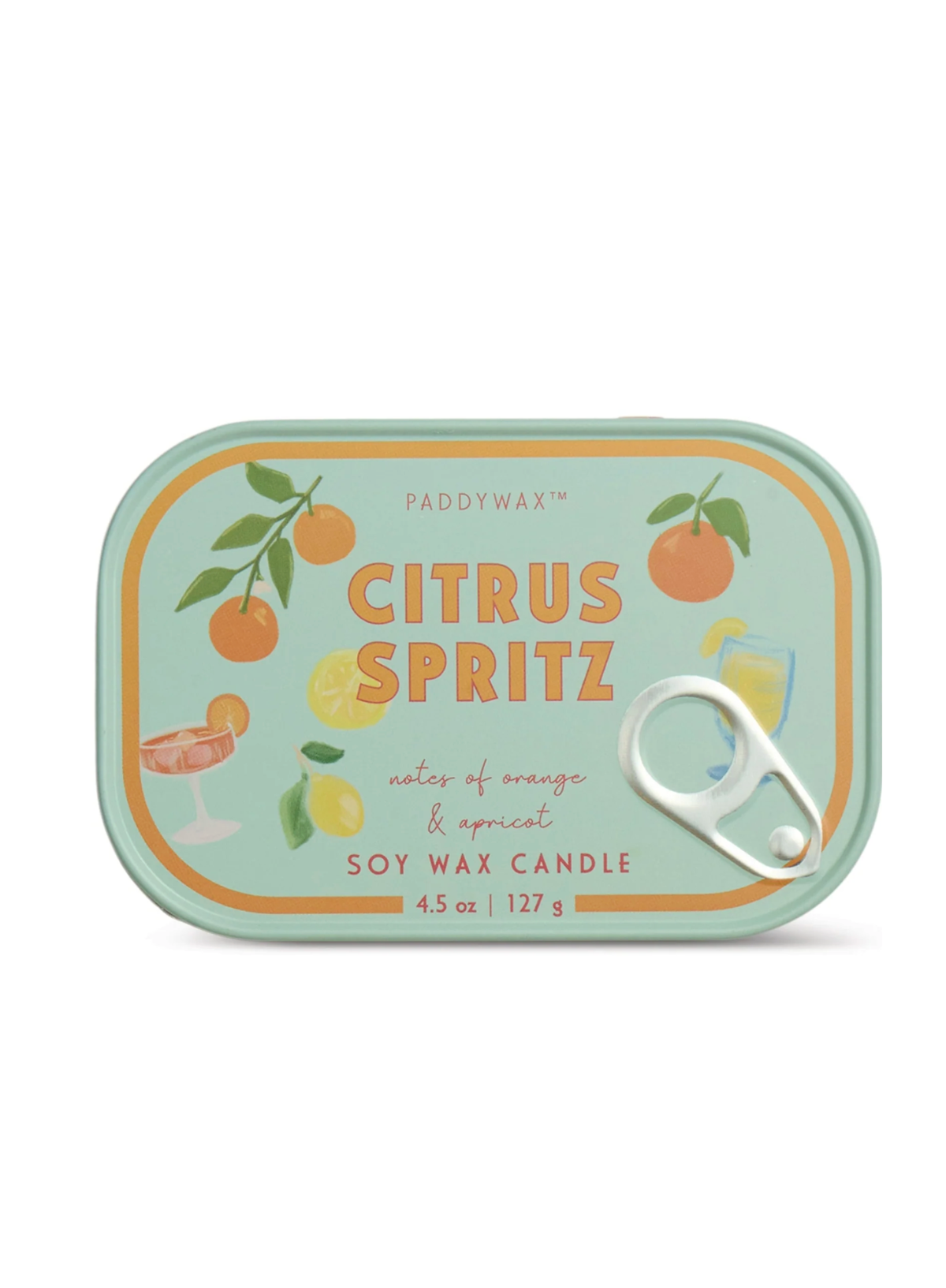 Paddywax 4.5oz Bistro Printed Tin - Orange Citrus Spritz