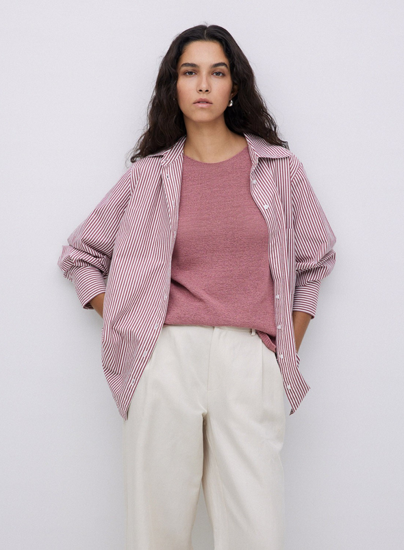 Siren Shirt in Ecru + Oxid Stripe from Yerse