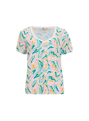 Khloe V-Neck T-Shirt in Multi Wild Animal from Sugarhill