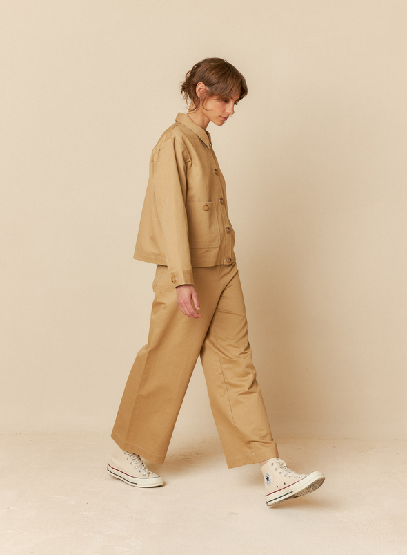 Structured Twill Jacket in Beige from Indi & Cold