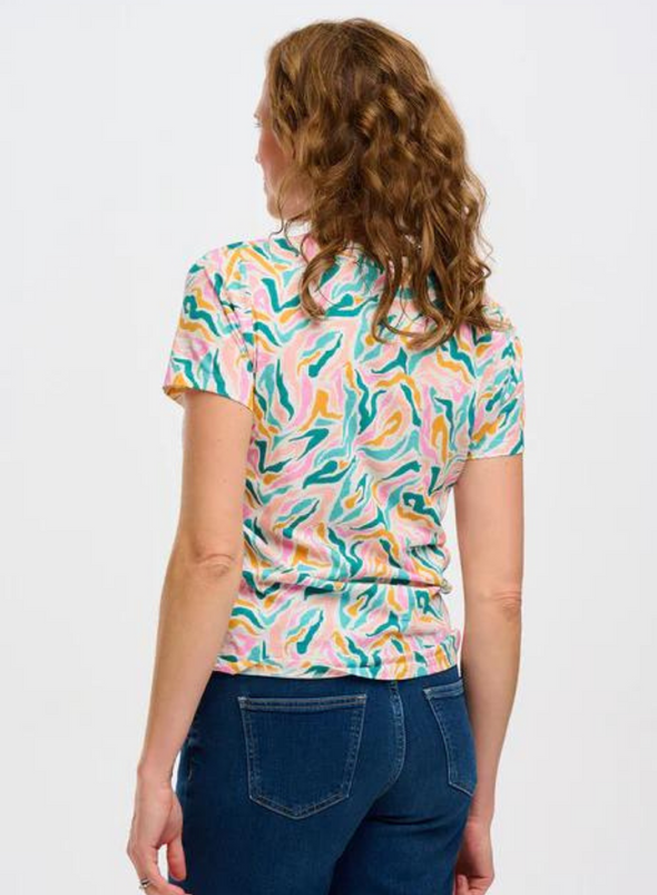 Khloe V-Neck T-Shirt in Multi Wild Animal from Sugarhill