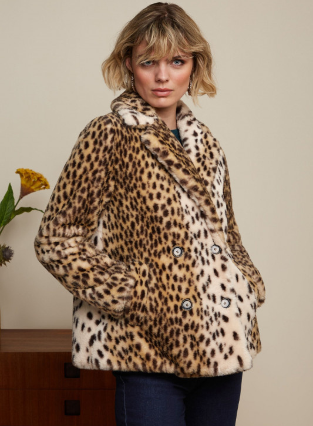 Patti Coat Midi Cheetah Fur in Ivory from King Louie Nomad and the bowerbird Bringing the outside in