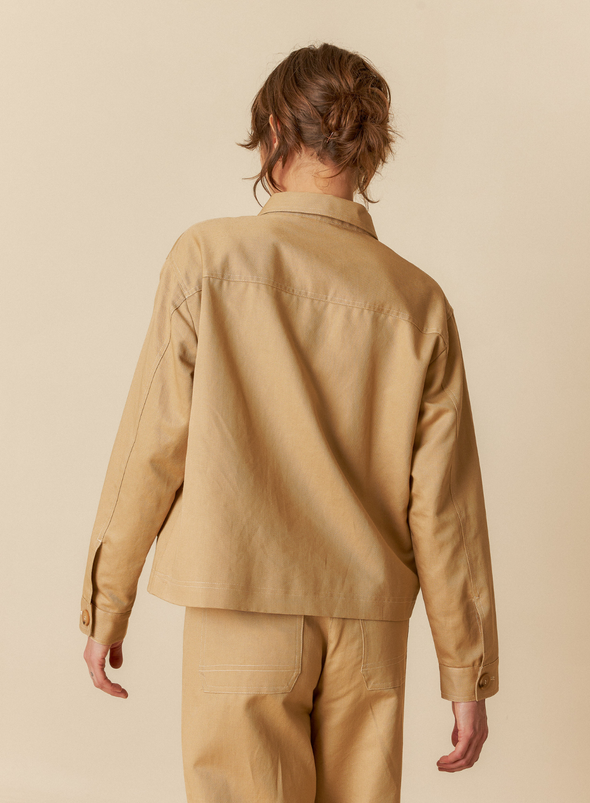 Structured Twill Jacket in Beige from Indi & Cold