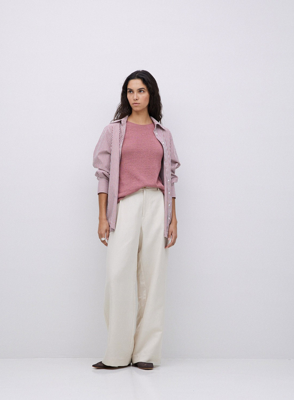 Siren Shirt in Ecru + Oxid Stripe from Yerse