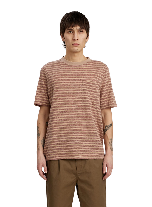 Kikki Cotton/Linen Stripe Tee in Auburn from Anerkjendt