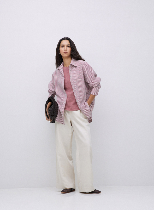 Siren Shirt in Ecru + Oxid Stripe from Yerse