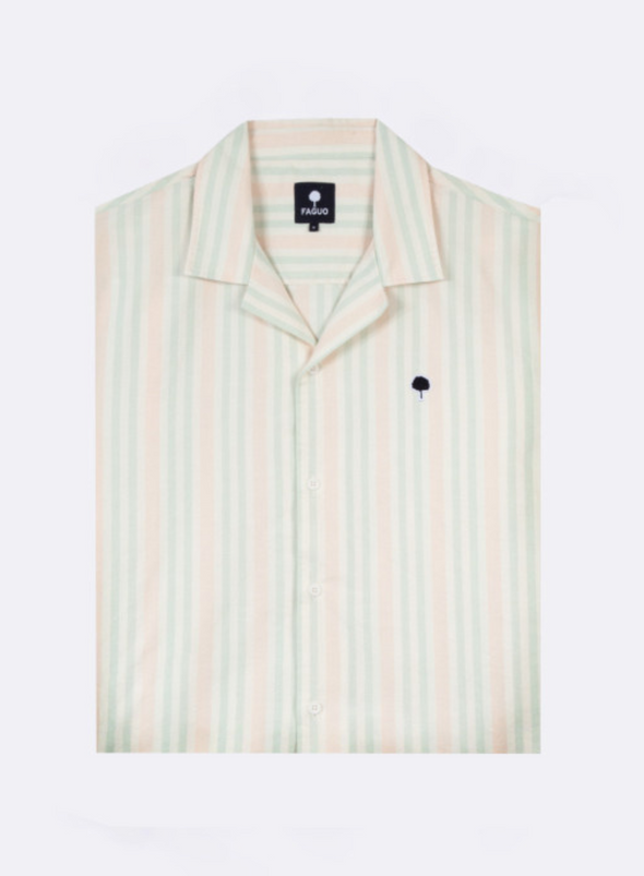 Vimy Cotton Shirt in Green & Pink from Faguo