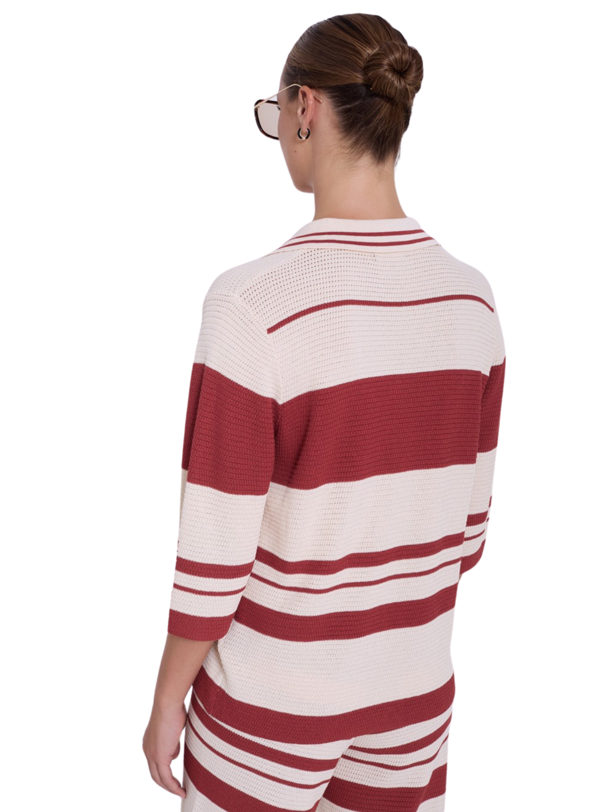 Short Sleeve Cardigan Piqué Knit Stripes in Sumac from Skatïe