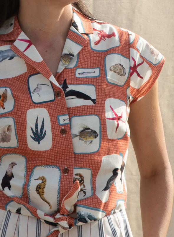 Peggy Top in Red Coastal Memoirs from Palava