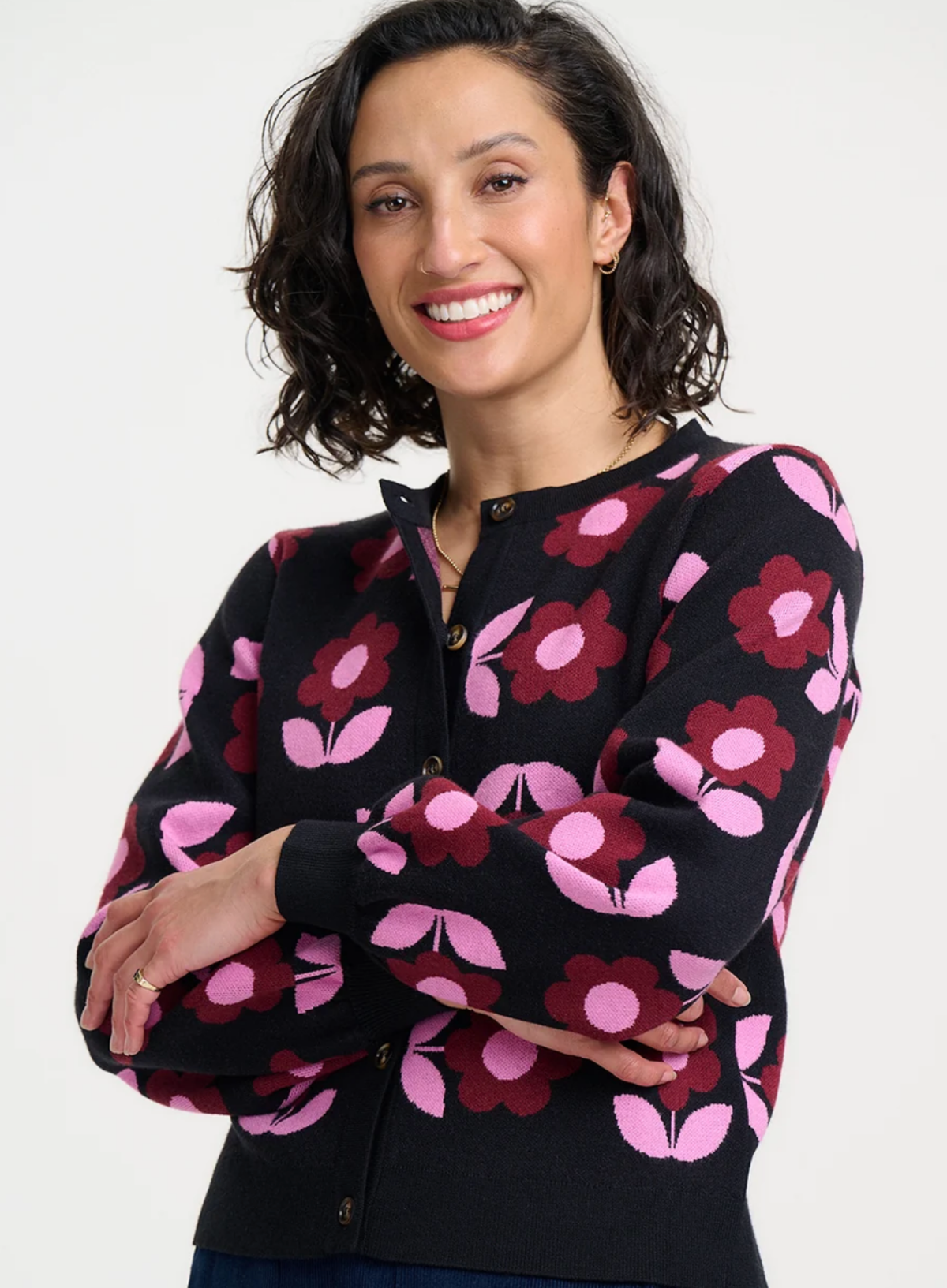 Sugarhill Venetia Cardigan in Black Mod Daisy