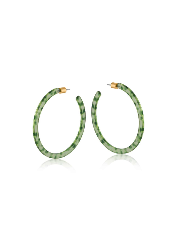 Marseille Thin Statement Resin Hoops in Green from Big Metal London