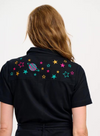 Billy Boilersuit in Black Outer Space Embroidery from Sugarhill