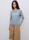 O-Clarins Knit Jumper in Greyish-Green Stripe from Yerse