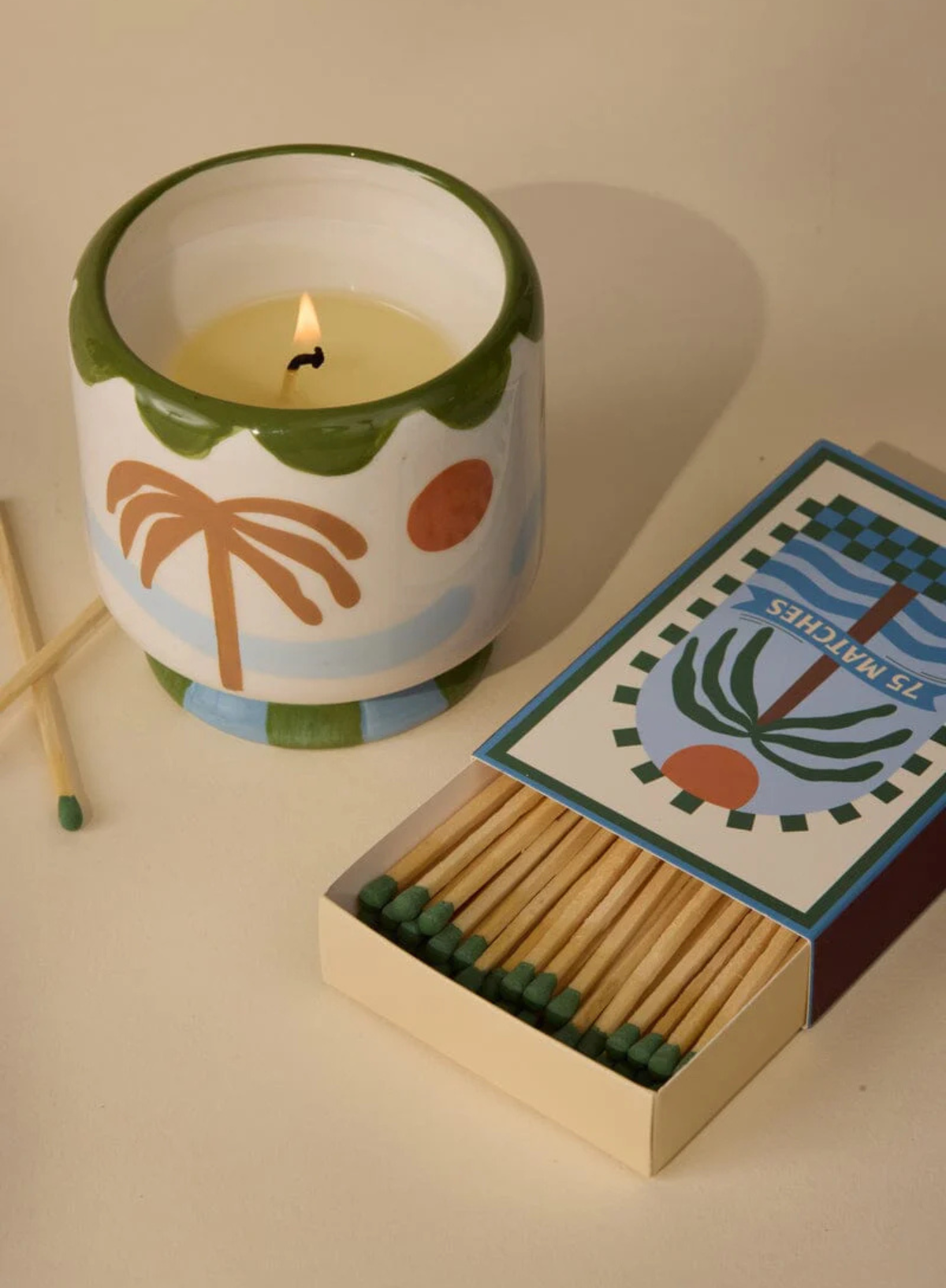 A Dopo Boxed Matches Palm Tree Dark Green from Paddywax