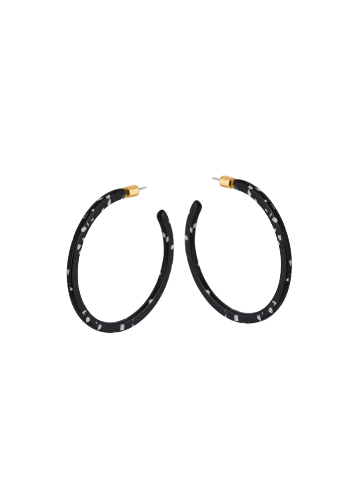 Marseille Thin Statement Resin Hoops in Black from Big Metal London