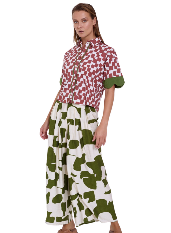 Printed Cotton Shirt with Waves in Goldfish from Skatïe