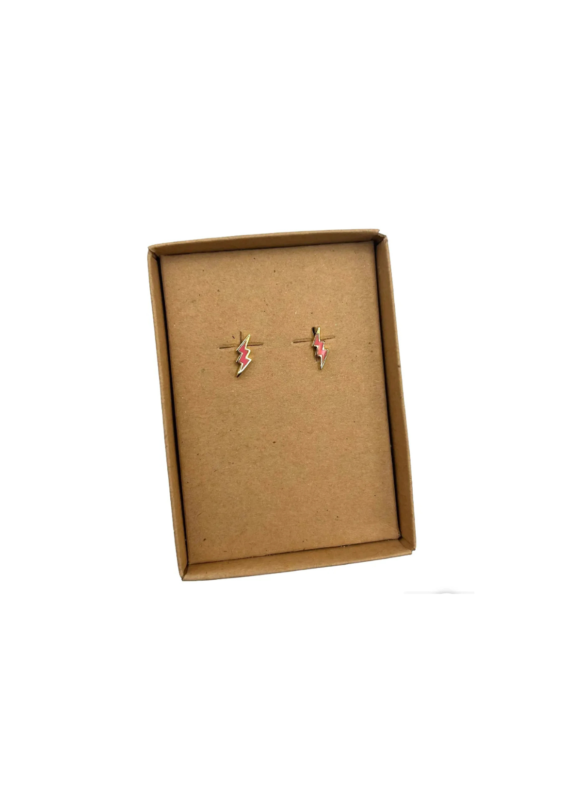 Coral Enamelled Lightning Bolt Earrings from Sixton