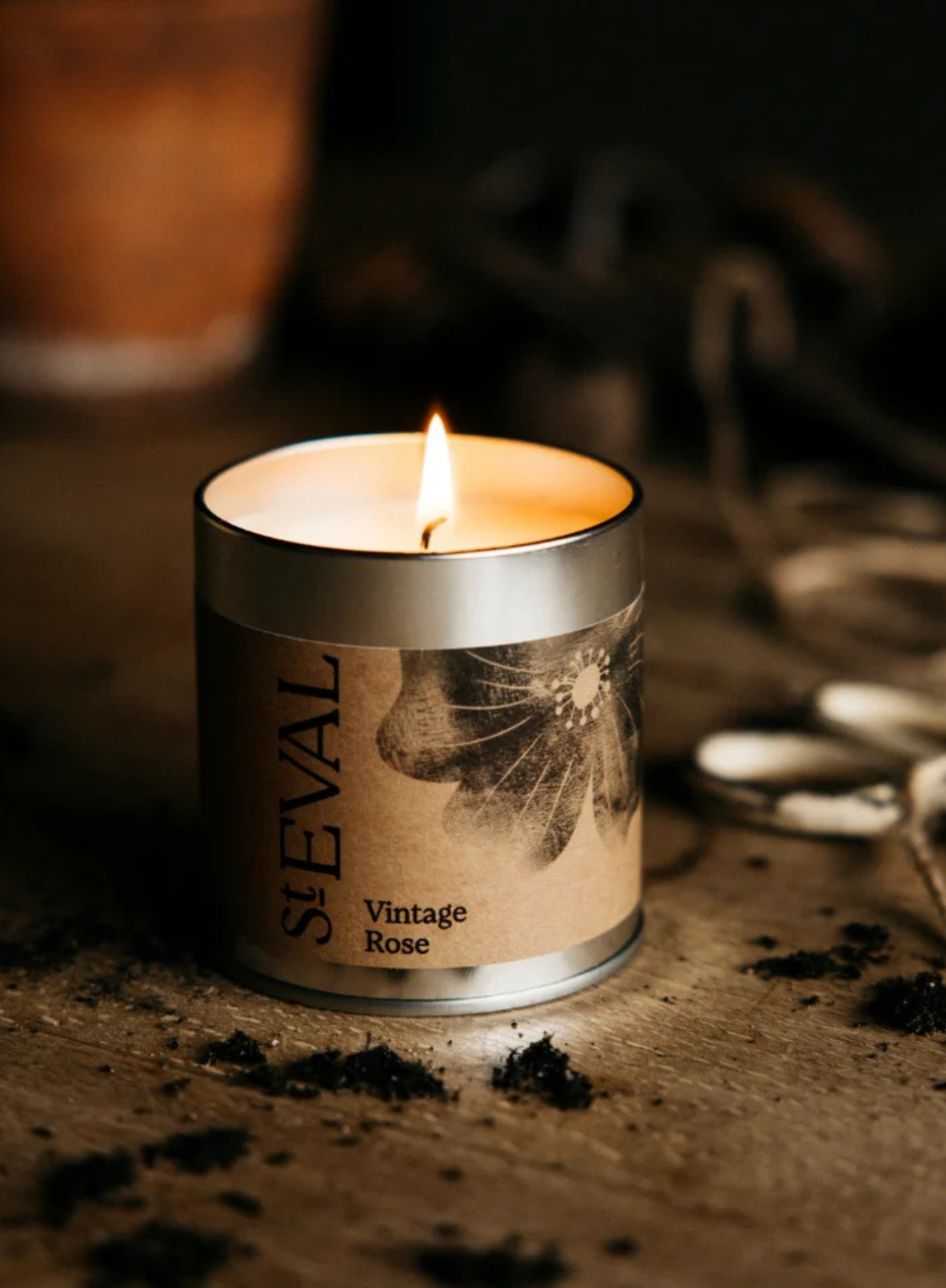 St Eval Scented Tin Candle - Vintage Rose