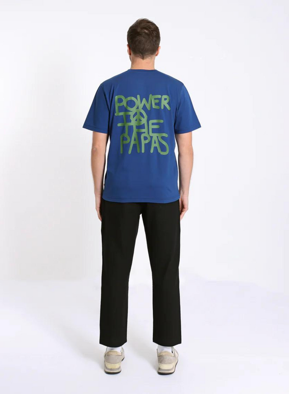 Basic T-Shirt Power to The Papas in Stargazer Blue from Far Afield