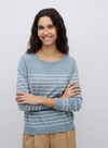 O-Clarins Knit Jumper in Greyish-Green Stripe from Yerse