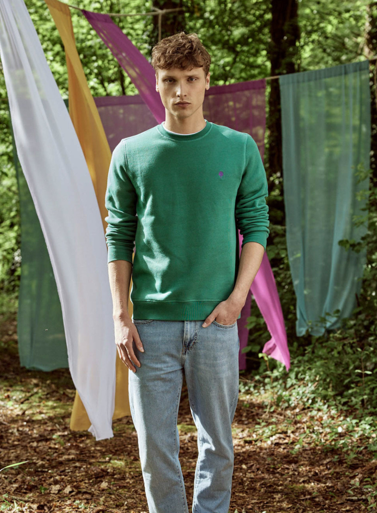 Faguo Donzy Round Neck Sweatshirt in Emerald Green