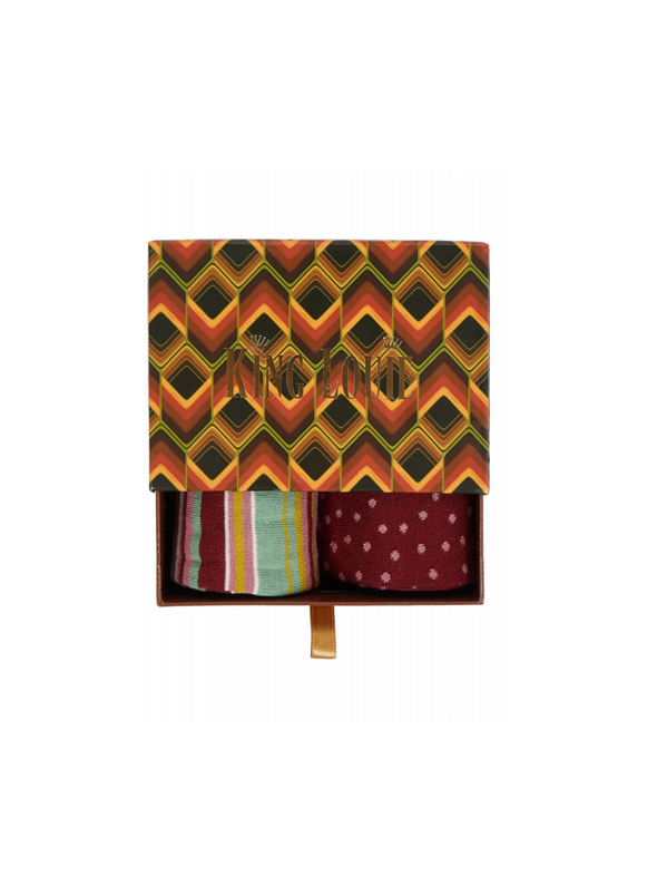 Gift Box Socks Quentin in Cabernet Red from King Louie