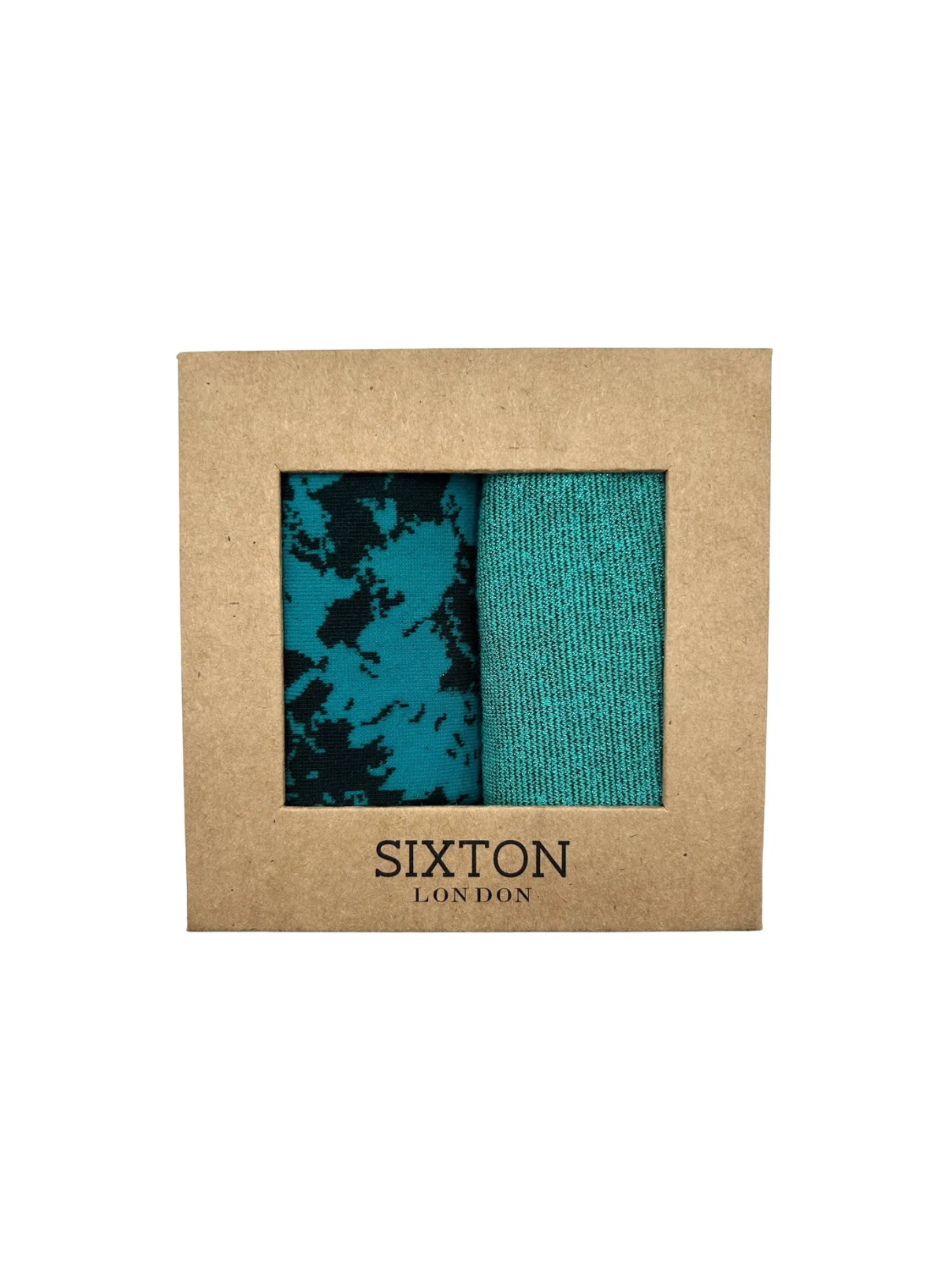 Turquoise Floral Mix Duo Sock Box from Sixton