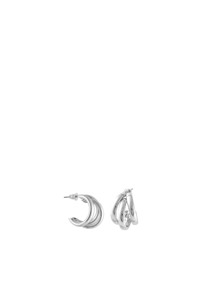 Gisele Tubular Plated Brass Earrings in Silver from Big Metal