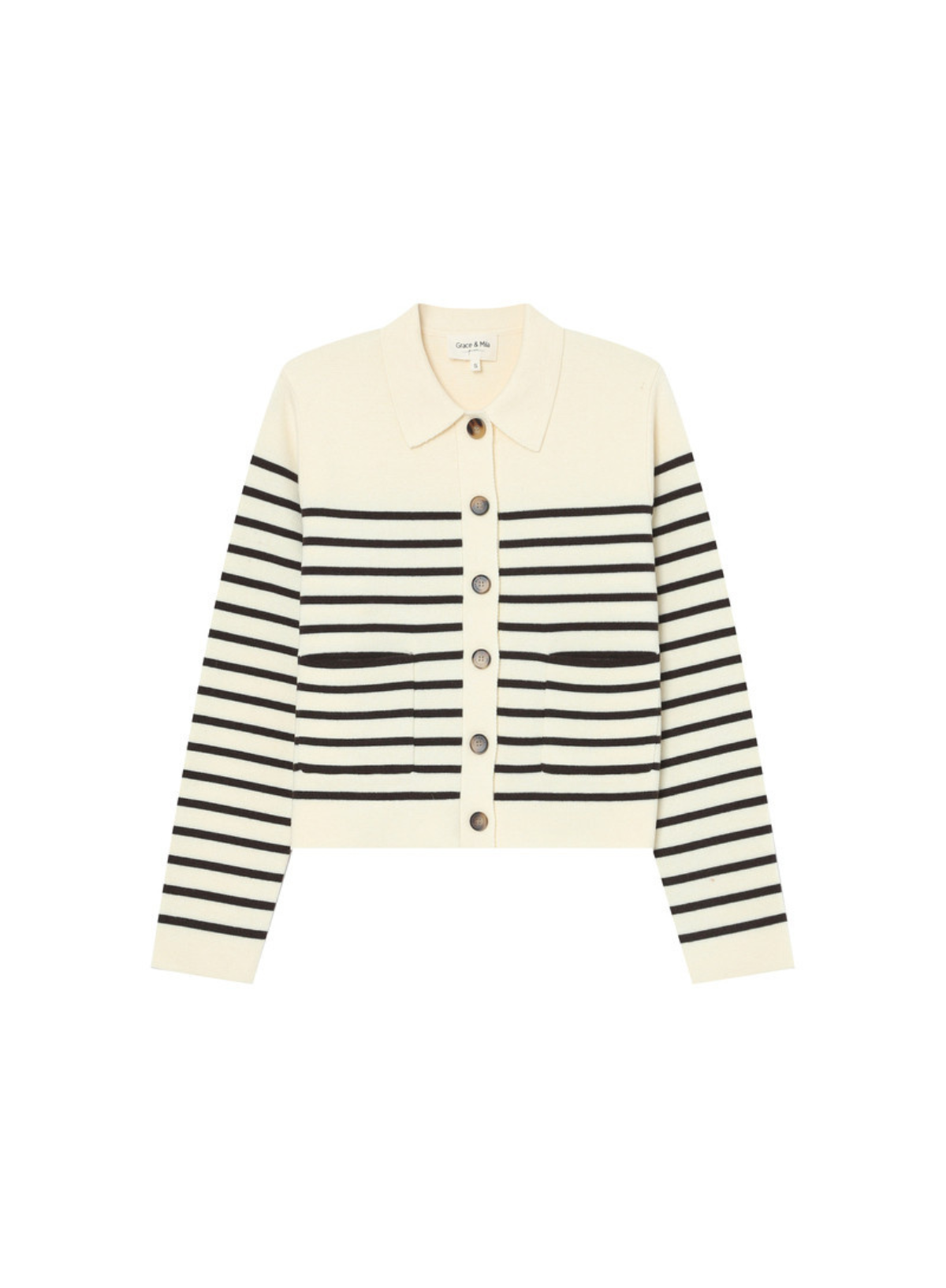 Sailor Knit Cardigan in Ecru Stripe from Grace & Mila