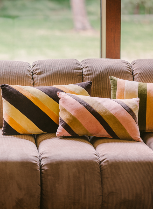 Striped Velvet Cushion in Sunkissed from HK Living